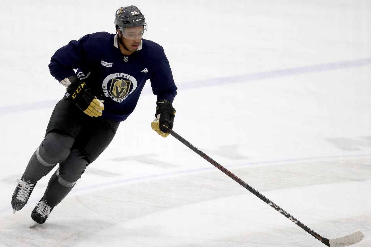 Golden Knights forward Keegan Kolesar during a scrimmage on the first day of training camp at C ...