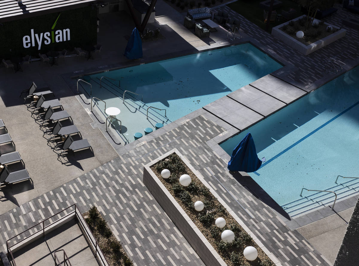 A swimming pool at Elysian at Hughes Center, an apartment complex inside the Hughes Center offi ...