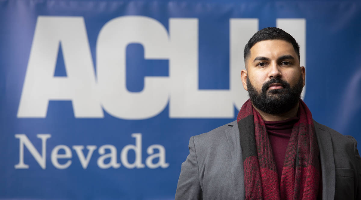 Athar Haseebullah, the new executive director of the ACLU of Nevada, poses for a portrait at th ...