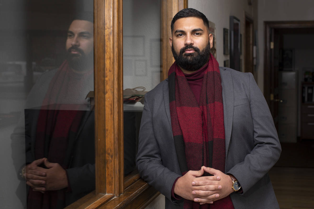 Athar Haseebullah, the new executive director of the ACLU of Nevada, poses for a portrait at th ...