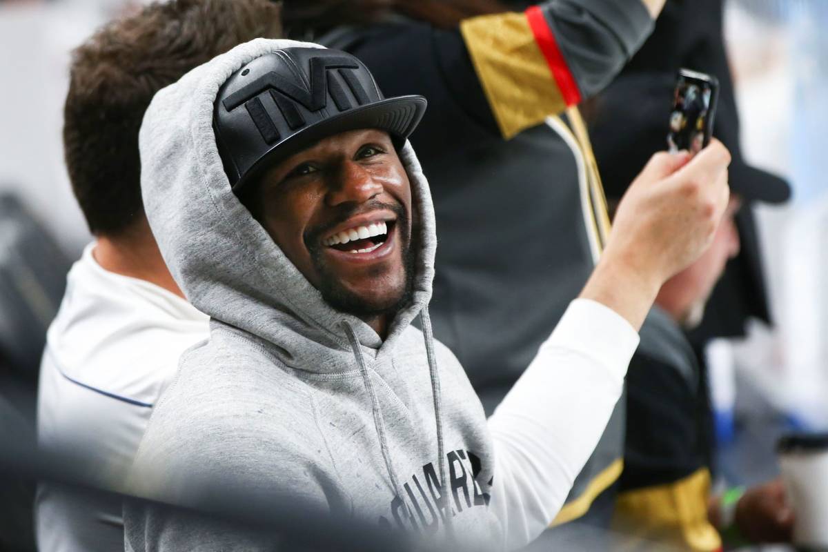 Floyd Mayweather attends Game 1 of the NHL hockey Stanley Cup Final between the Golden Knights ...