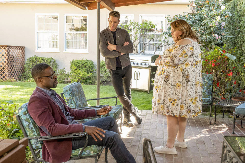From left, Sterling K. Brown as Randall, Justin Hartley as Kevin and Chrissy Metz as Kate in "T ...