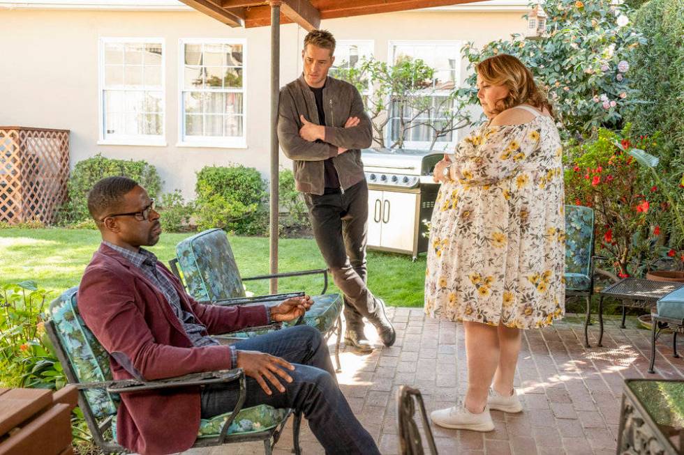 From left, Sterling K. Brown as Randall, Justin Hartley as Kevin and Chrissy Metz as Kate in "T ...