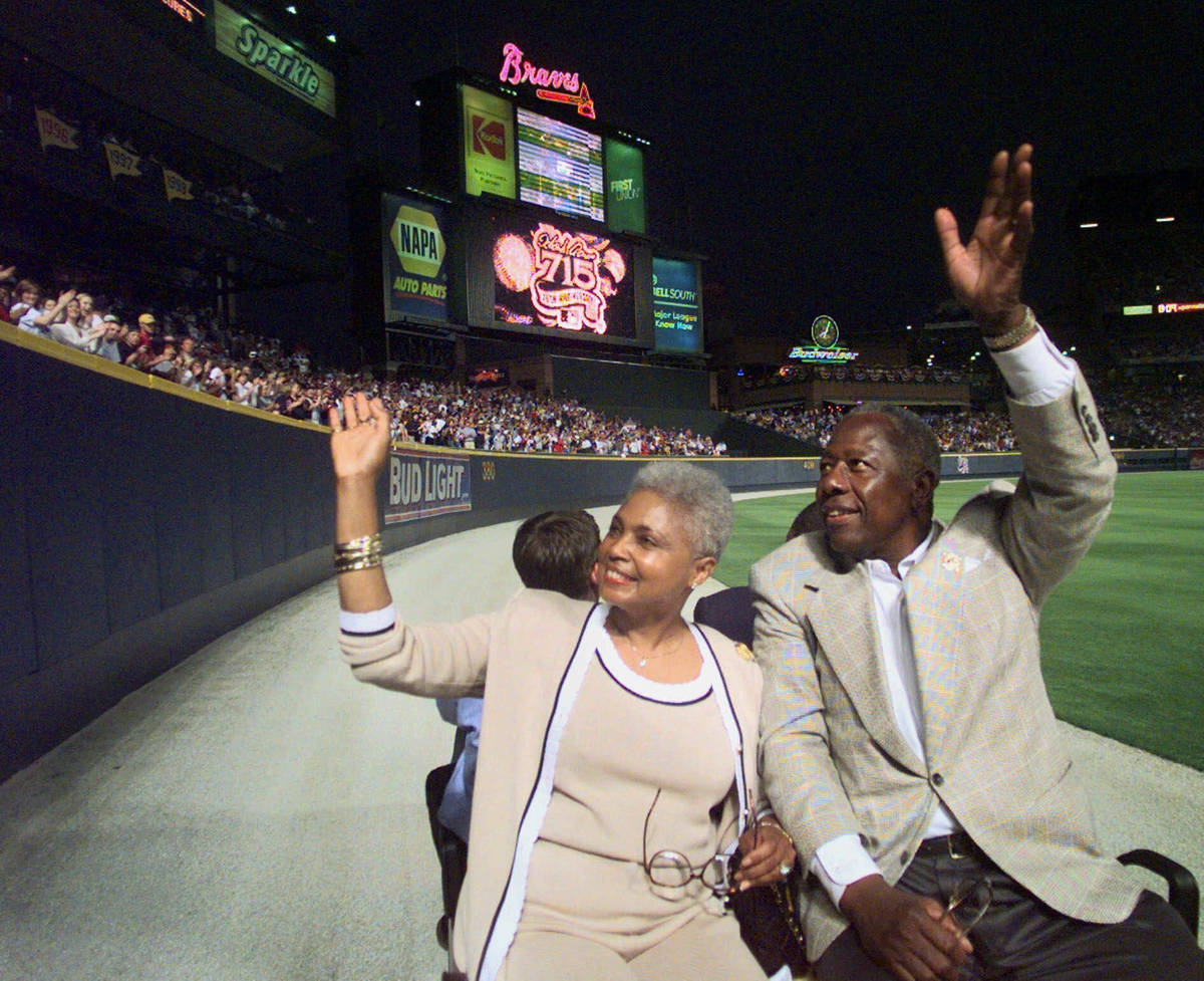 Major League Baseball's all-time career home run record holder Hank Aaron and his wife Billye t ...