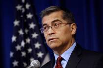 FILE - In this Dec. 4, 2019, file photo, California Attorney General Xavier Becerra speaks duri ...