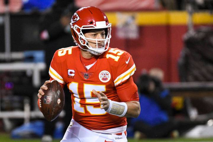 Kansas City Chiefs quarterback Patrick Mahomes during the first half of the NFL AFC championshi ...