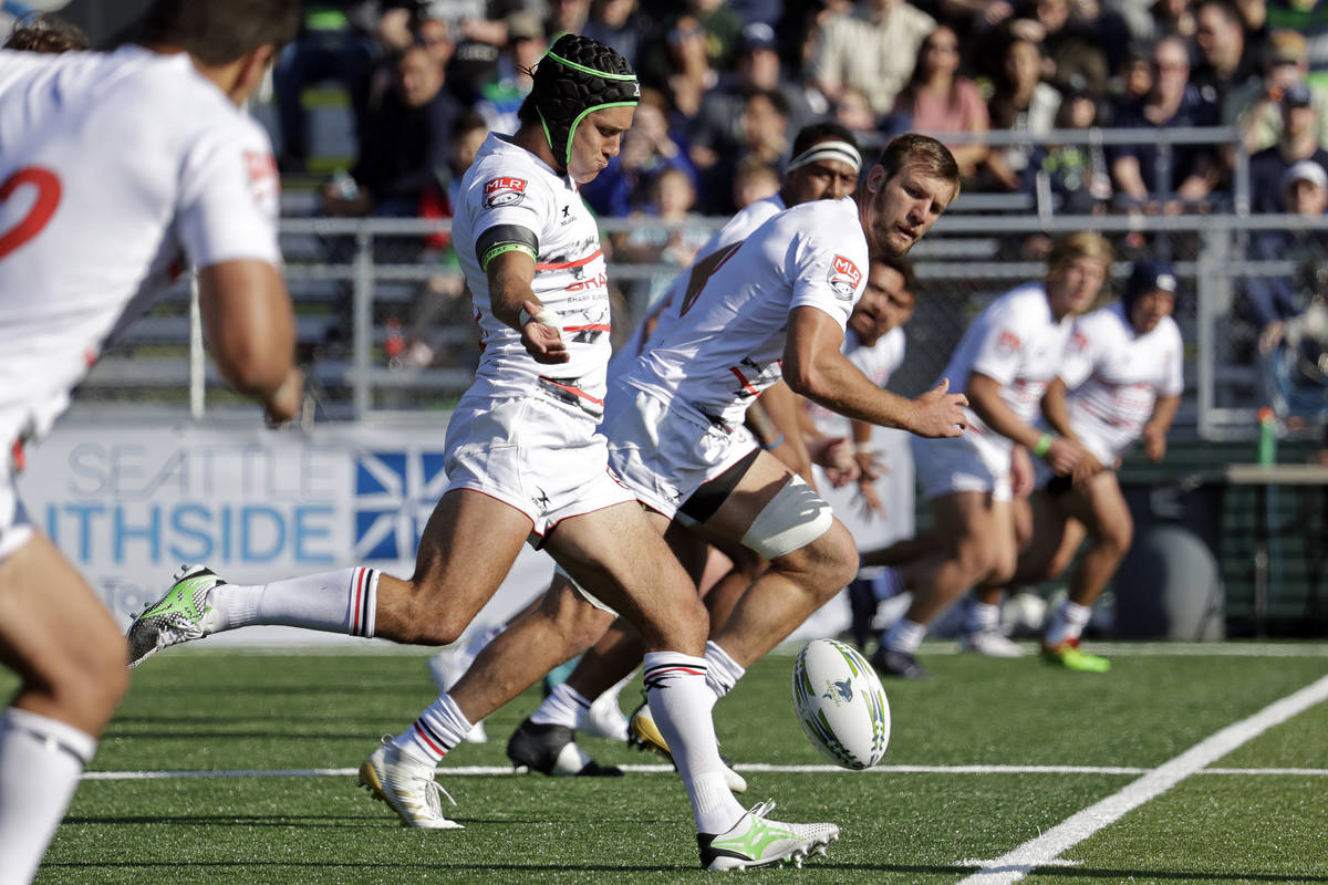 San Diego Legion's Benjamin Cima kicks the ball against the Seattle Seawolves, Sunday, April 22 ...