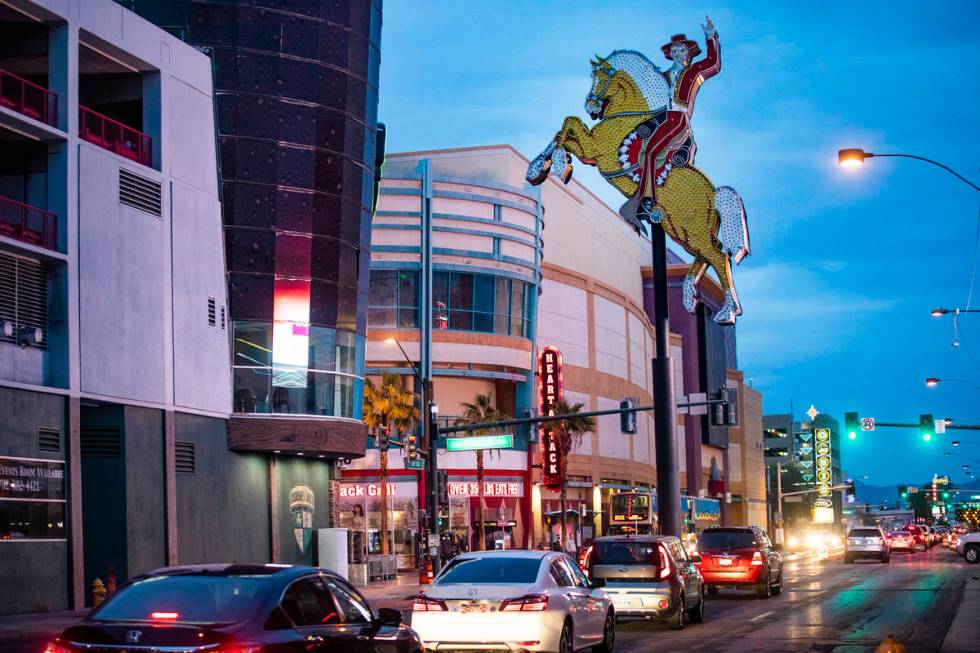 The restored neon sign originally from the Hacienda Hotel on Las Vegas Boulevard in Las Vegas, ...