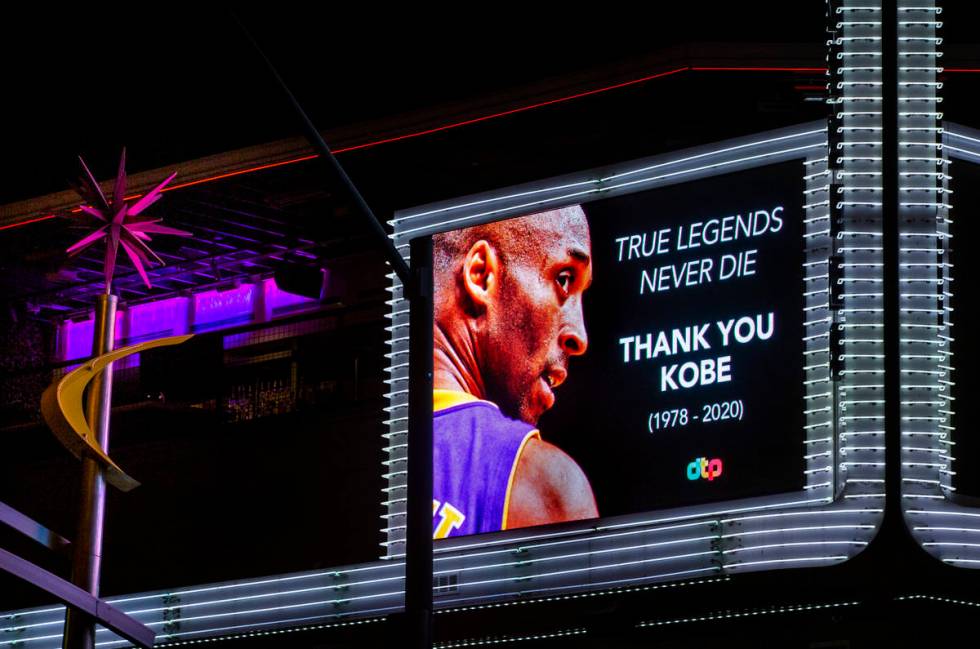 The Inspire Bar Lounge Nightclub displays a memorial on their marquee to Kobe Bryant following ...