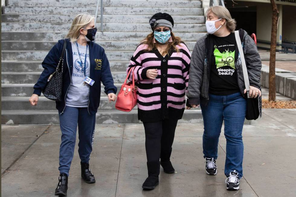 Coral Academy of Science teachers, Janet Roth, left, Dana Wilson, center, and Samantha Richards ...