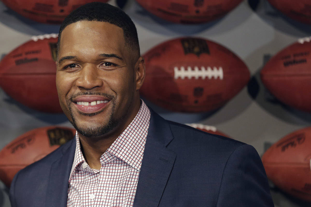 In this Thursday, Nov. 30, 2017 file photo, Former New York Giant Michael Strahan poses for a p ...