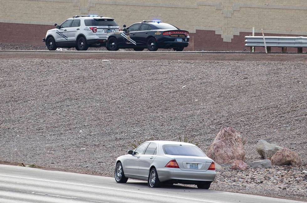 The northbound lanes of U.S. Highway 95 at Russell Road in Henderson were closed for an acciden ...