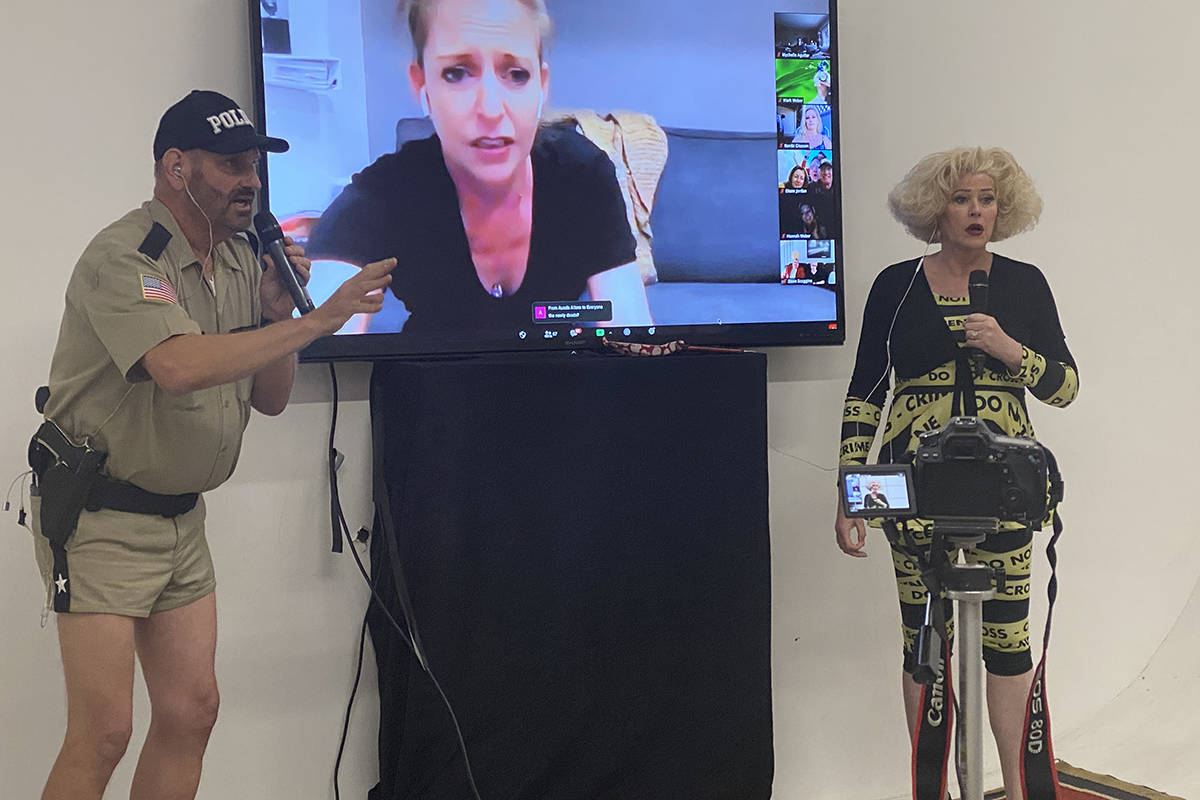 Eric Post and Jayne Ann Savoie Post are shown in a virtual performance of "Marriage Can Be Murd ...