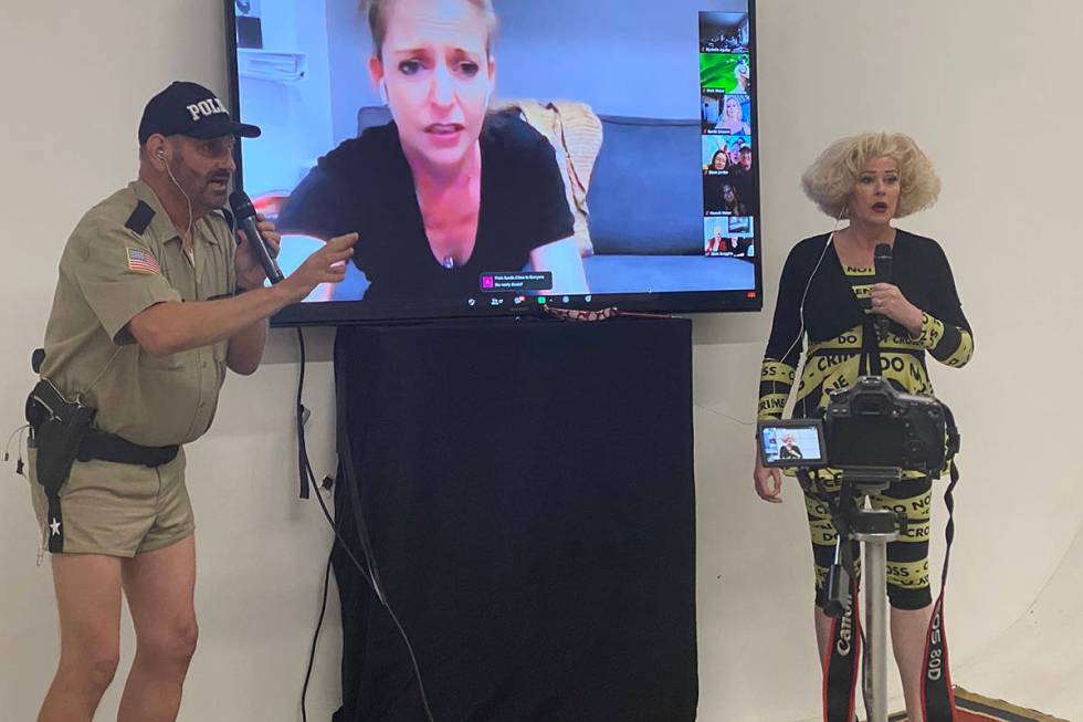 Eric Post and Jayne Ann Savoie Post are shown in a virtual performance of "Marriage Can Be Murd ...