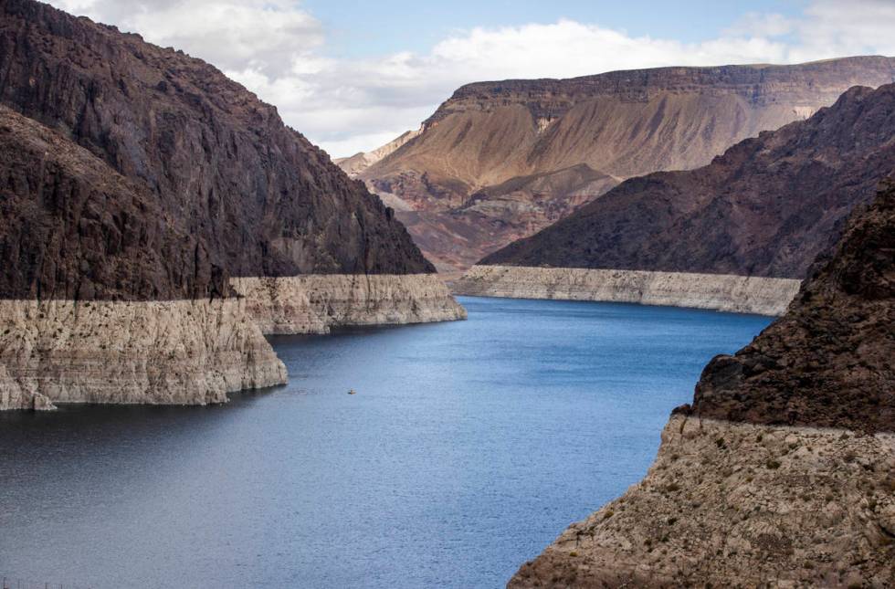 Current water levels on Lake Mead for the upcoming accumulation projections can be seen well fr ...