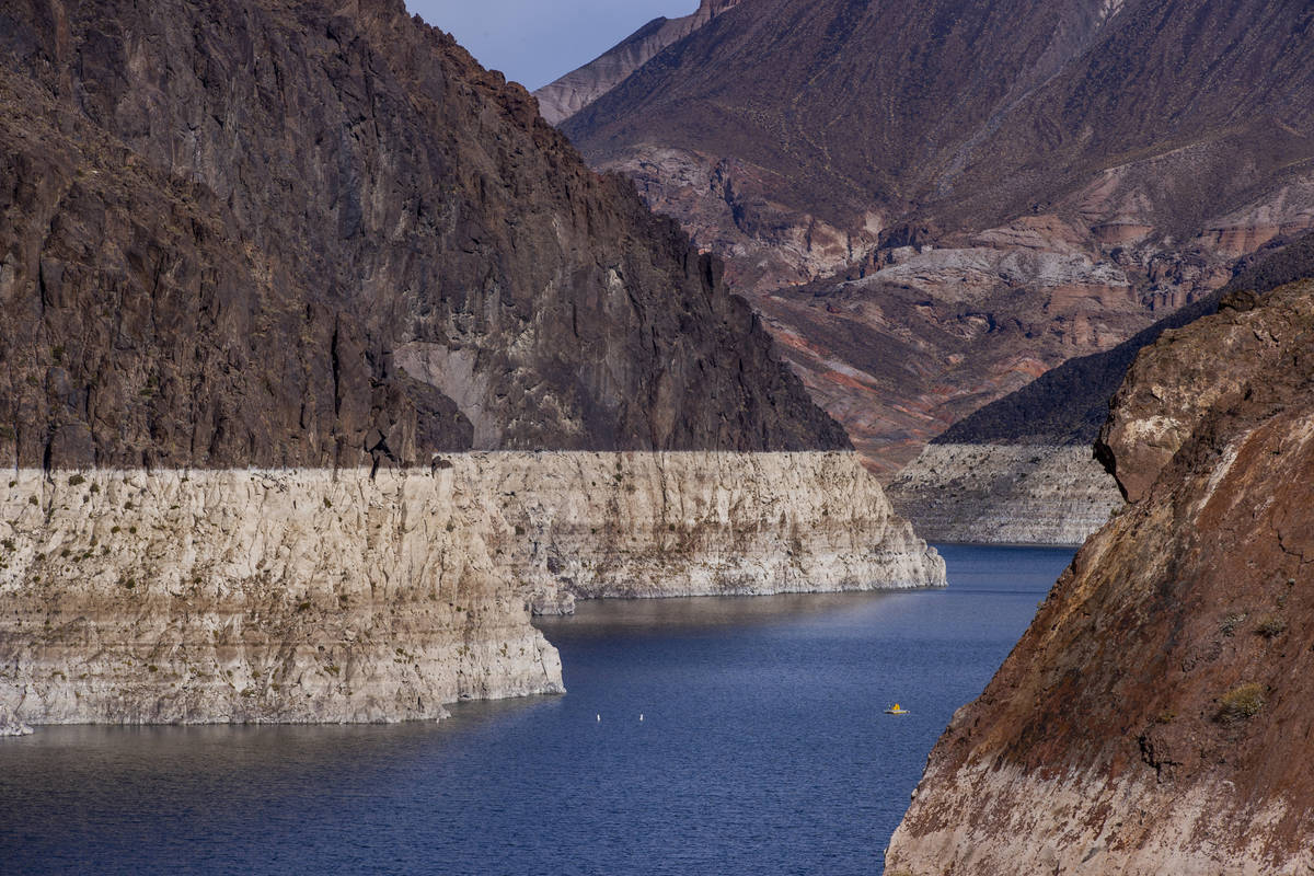 Current water levels on Lake Mead for the upcoming accumulation projections can be seen well fr ...