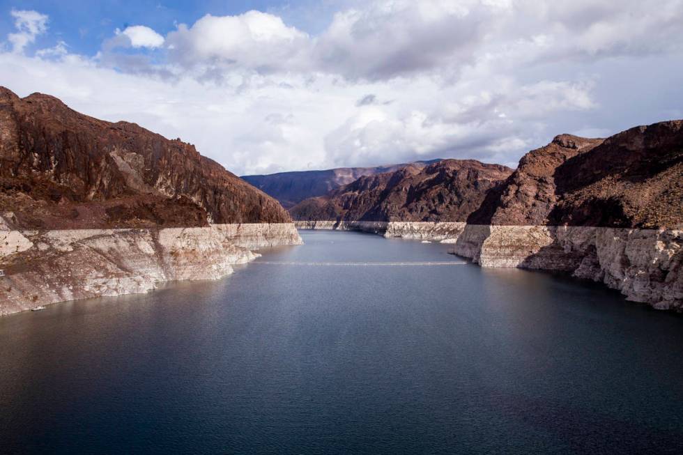 Current water levels on Lake Mead for the upcoming accumulation projections can be seen well fr ...