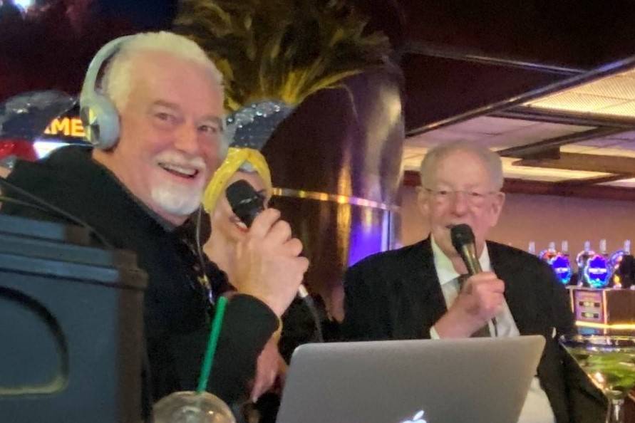 Radio host Brian Blessing, left, and Oscar Goodman are shown at Westgate's Superbook on Thursda ...