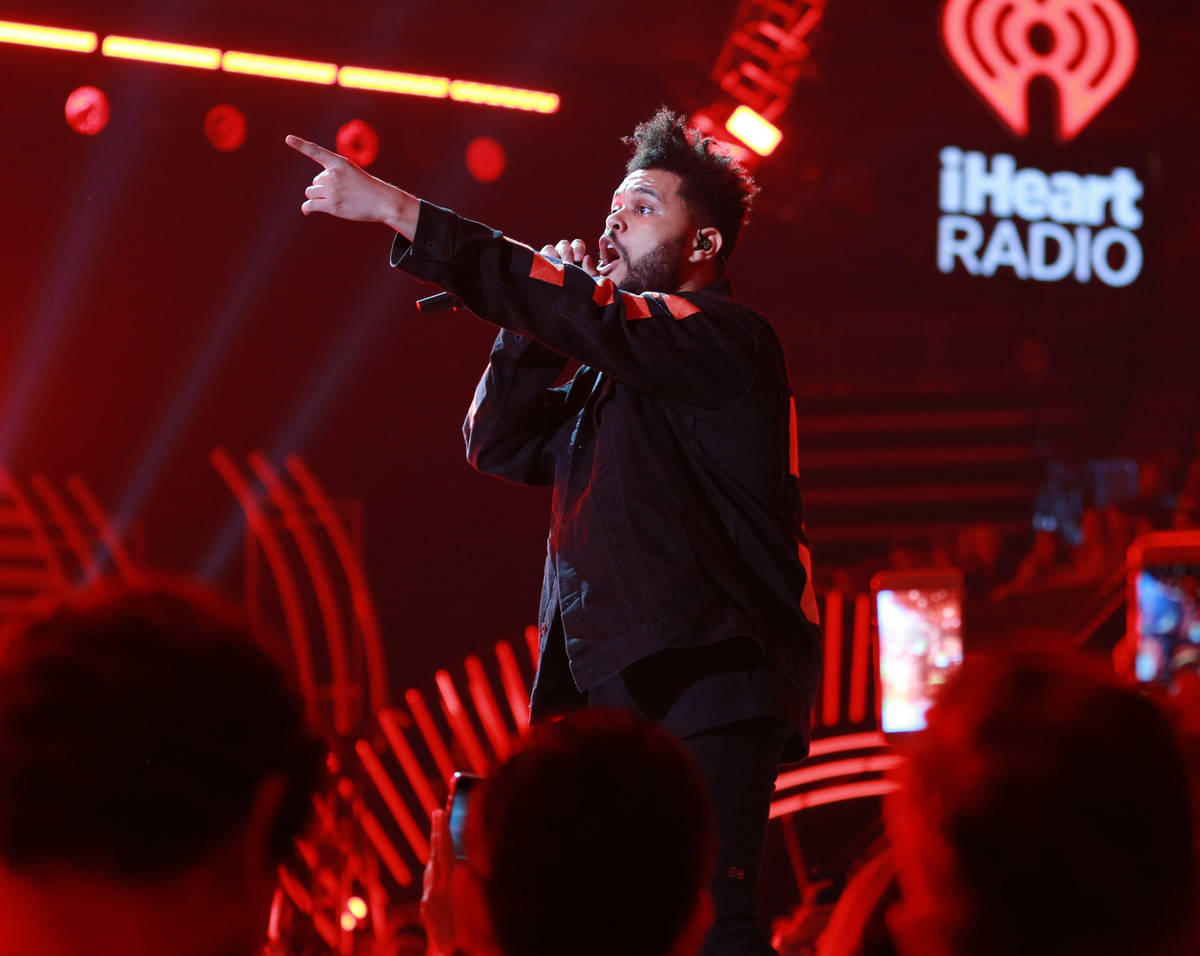 The Weeknd performs onstage during the 2017 iHeartRadio Music Festival at T-Mobile Arena on Sep ...
