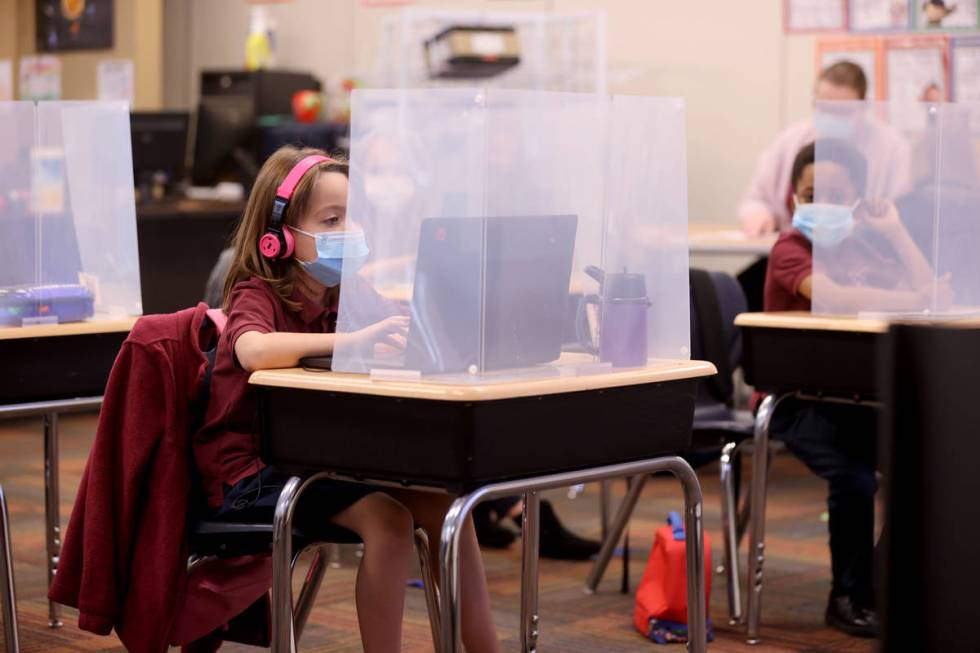 Magdalena Vargas, 6, in Joyelle Sampon's first grade class during school at Coral Academy of Sc ...