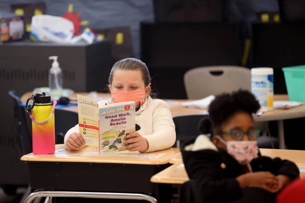 Ella Theodore, 8, during school at Coral Academy of Science Las Vegas' Centennial Hills campus ...