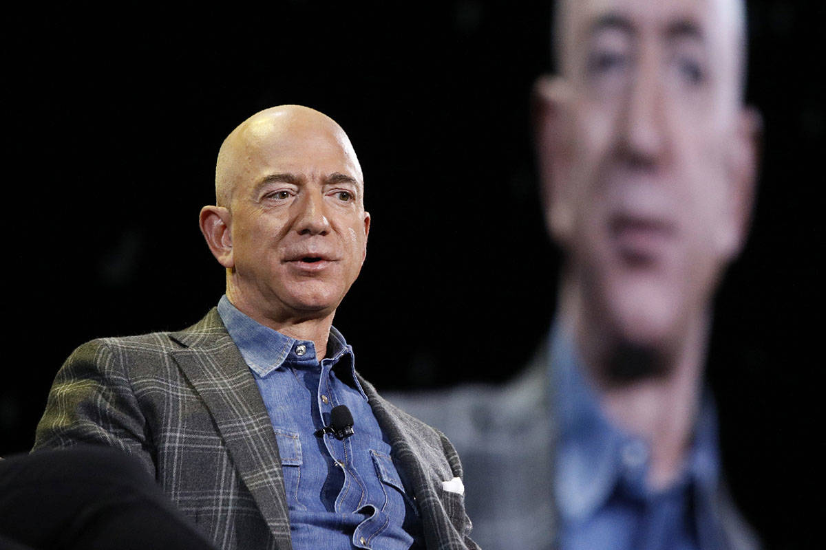 FILE - In this June 6, 2019, file photo Amazon CEO Jeff Bezos speaks at the the Amazon re:MARS ...