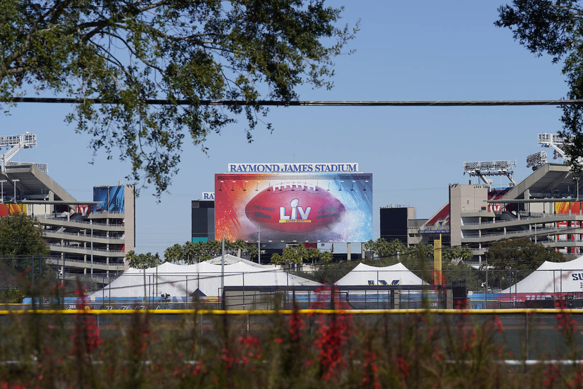 Raymond James Stadium, the site of NFL football Super Bowl LV, is shown Thursday, Jan. 28, 2021 ...