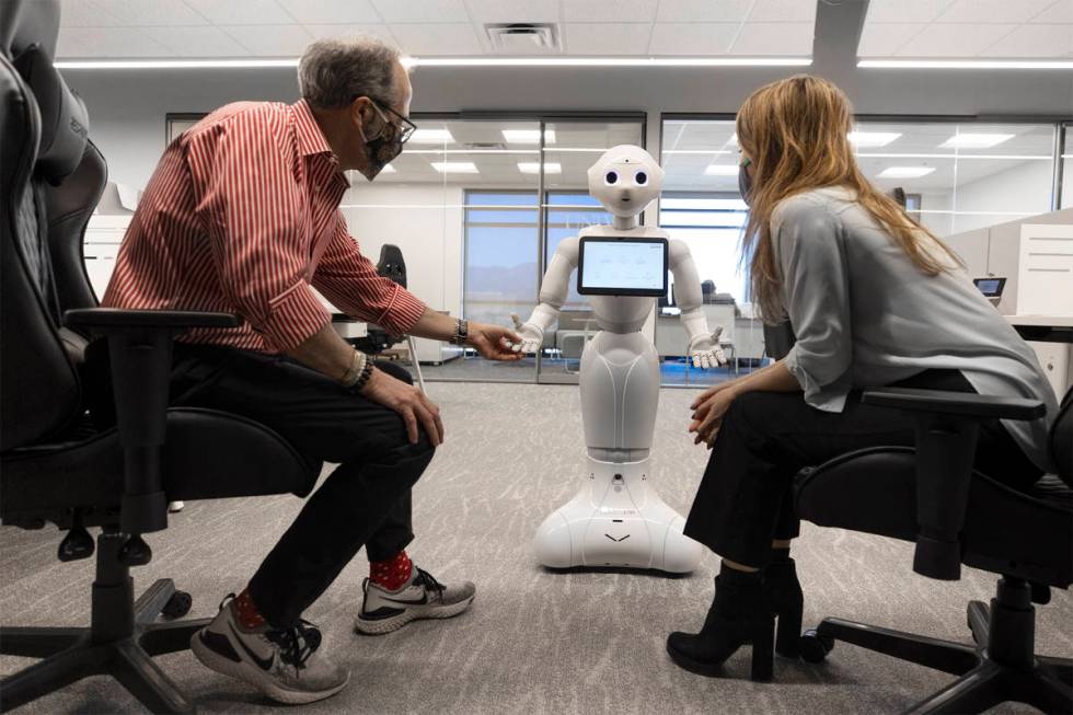 Dr. Robert Rippee, left, executive director of Black Fire Innovation Hub, and Nasim Binesh, a P ...