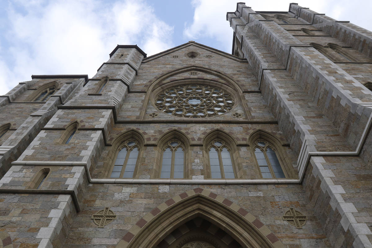 This Friday, Jan. 22, 2021, photo shows the Cathedral of the Holy Cross in Boston. Overall, the ...