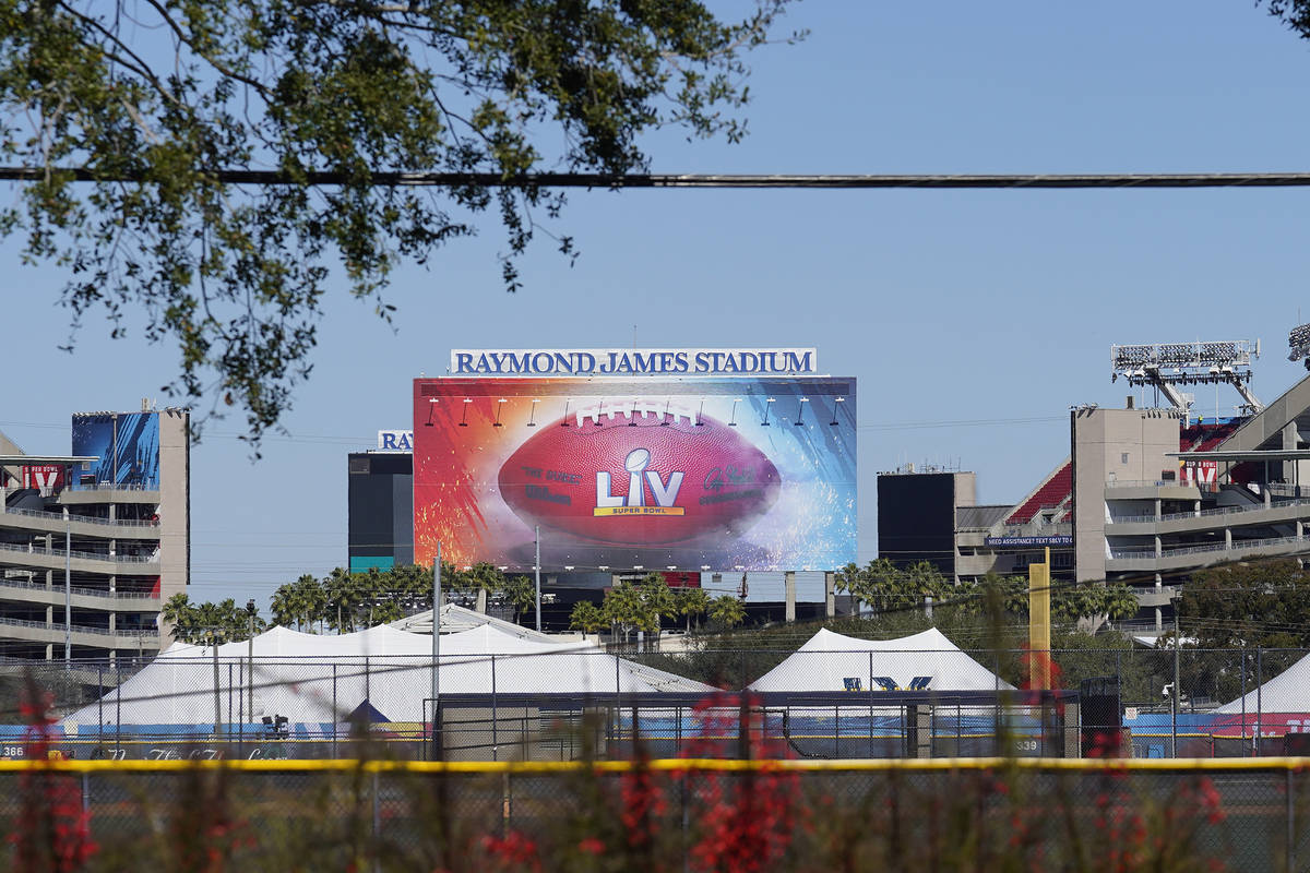 Raymond James Stadium, the site of NFL football Super Bowl LV, is shown Thursday, Jan. 28, 2021 ...