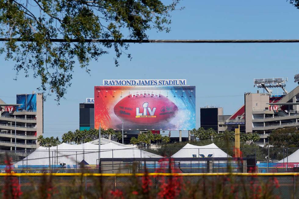 Raymond James Stadium, the site of NFL football Super Bowl LV, is shown Thursday, Jan. 28, 2021 ...