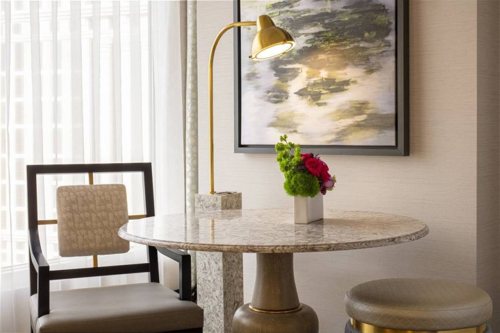 Image of furniture inside a remodeled Bellagio guest room. (Courtesy, MGM Resorts International)