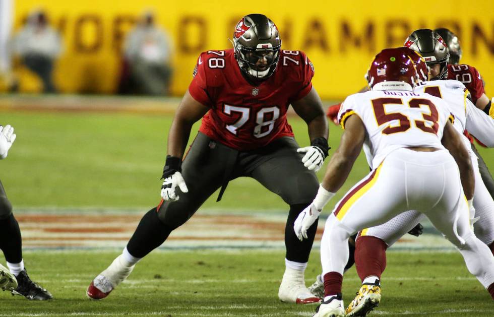 Tampa Bay Buccaneers offensive tackle Tristan Wirfs (78) in action during an NFL wild-card play ...