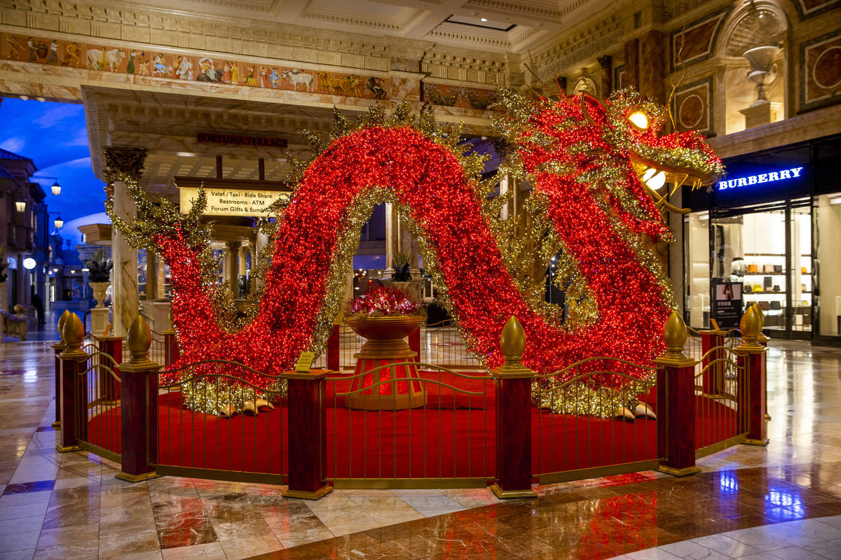The illuminated Dragon for Lunar New Year at The Forum Shops at Caesars Palace on Monday, Feb. ...