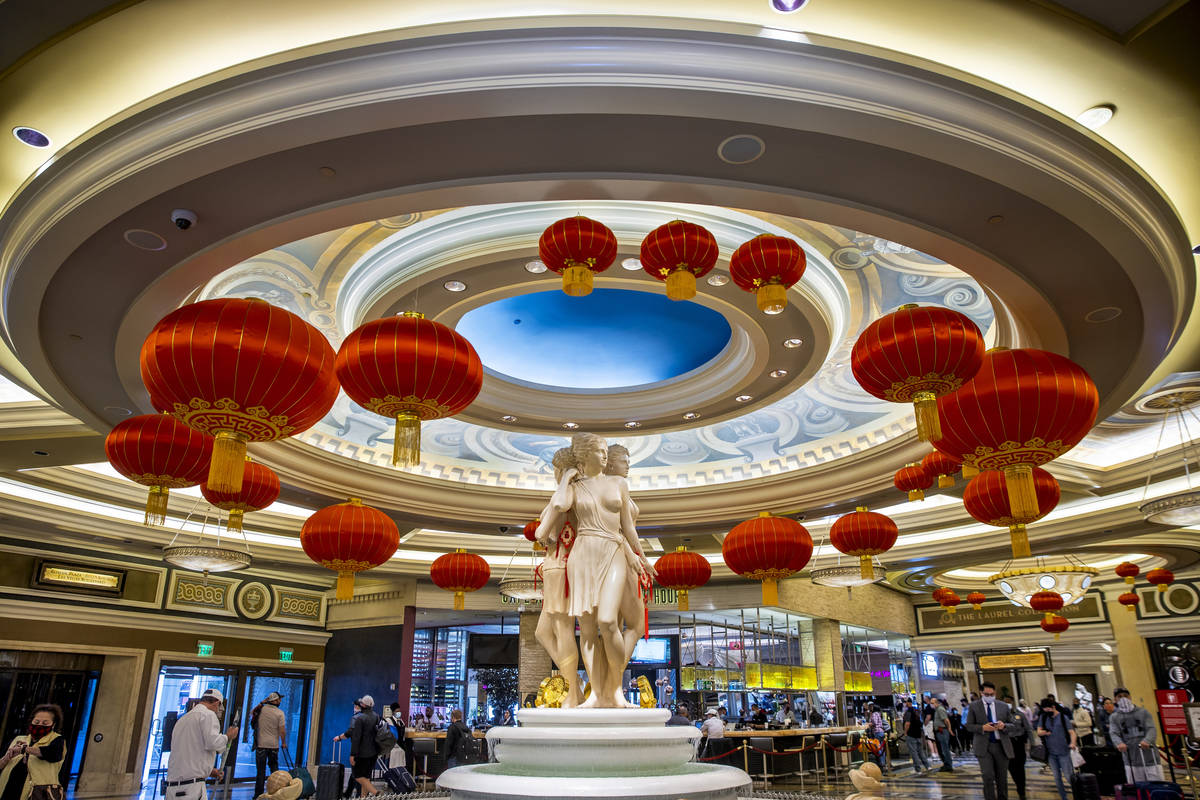 Lanterns are hung inside the main lobby as part of the decorations for the Lunar New Year throu ...