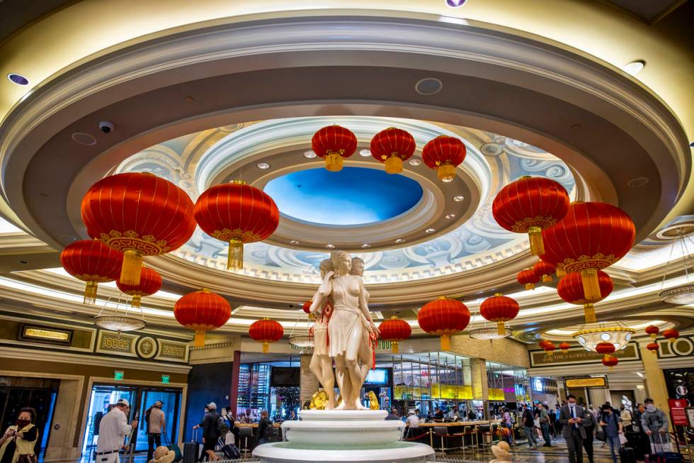 Lanterns are hung inside the main lobby as part of the decorations for the Lunar New Year throu ...