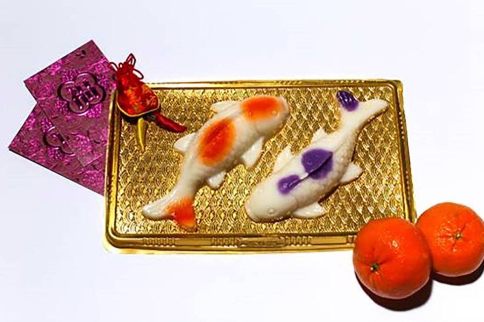 Koi-shaped coconut puddings at Ping Pang Pong. (Boyd Gaming)