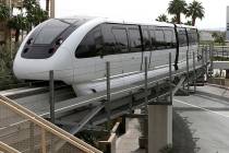A Las Vegas Monorail approaches MGM Station. (Bizuayehu Tesfaye/Las Vegas Review-Journal)