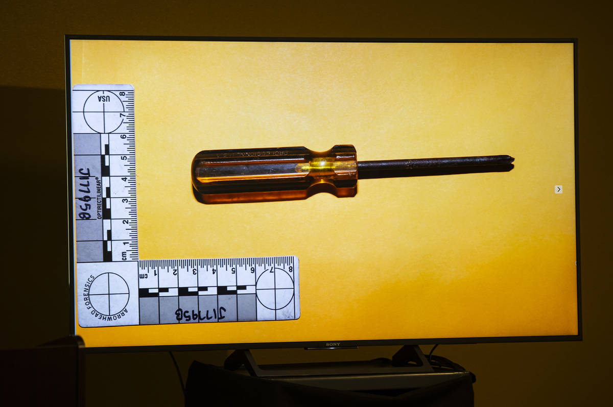 An image of the screwdriver used in an assault by Marvon Payton Jr., who was fatally shot by po ...