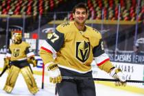 In this Jan. 16, 2021, file photo, Golden Knights left wing Max Pacioretty (67) warms up before ...