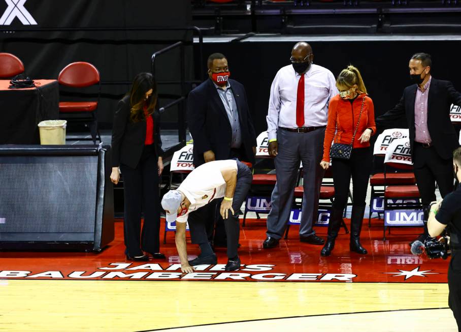 UNLV athletic director Desiree-Reed Francois, left, and UNLV president Keith Whitfield, second ...