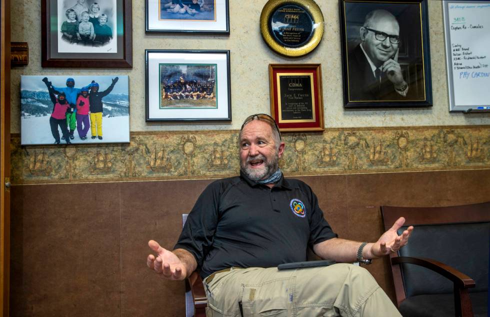 Mason County director of emergency services Dennis Zimmerman talks while on a visit to the offi ...