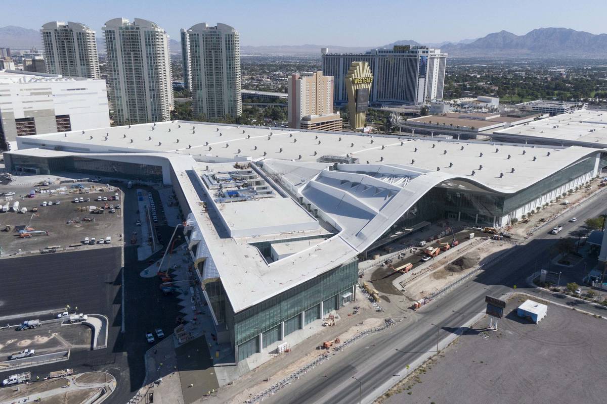 Aerial view of the Las Vegas Convention Center expansion on Tuesday, Sept. 29, 2020. (Michael Q ...