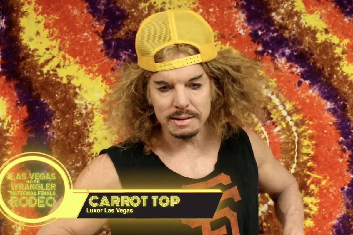 Luxor headliner Carrot Top is shown in a screen grab in a Las Vegas Events vidoe promoting the ...