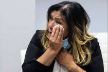 Maria Garcia weeps as she talks about her daughter at her attorney's office on Friday, Feb. 12, ...