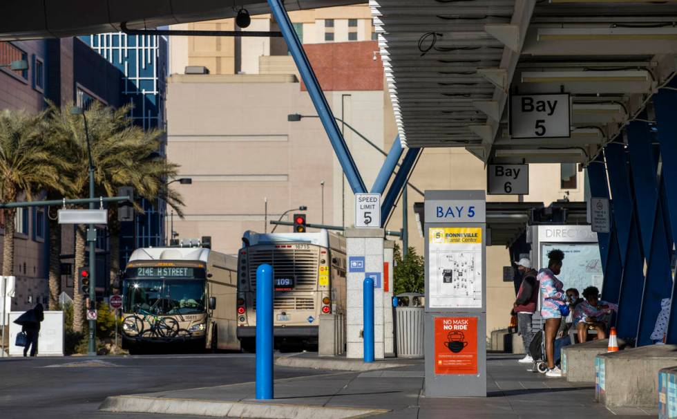 Passengers move about the Bonneville Transit Center operated by the Regional Transportation Com ...