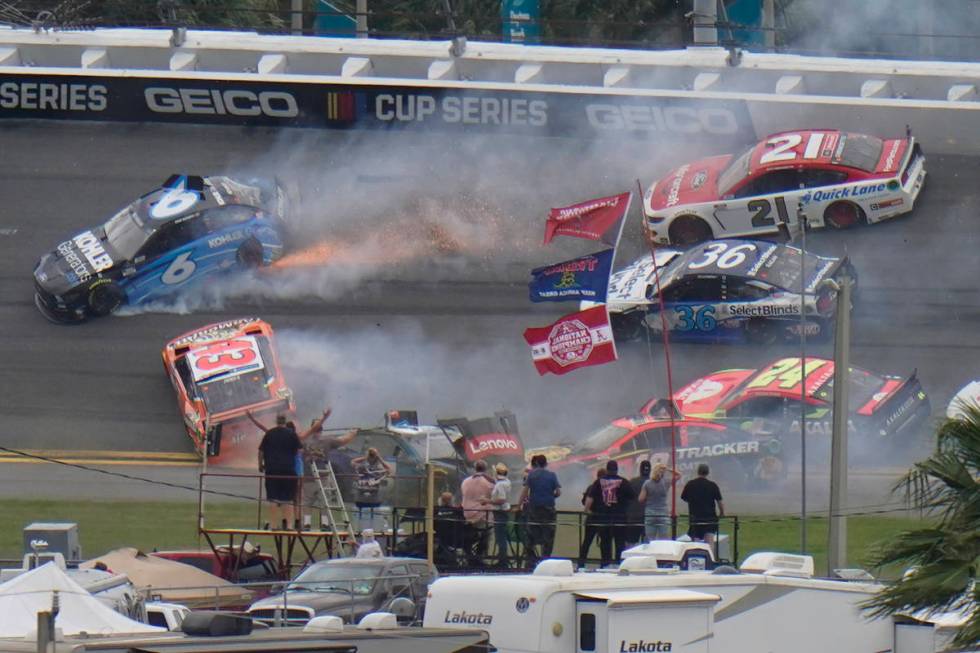 CORRECTS TO 14TH LAP, NOT 13TH AS ORIGINALLY SENT - Cars collide on the 14th lap during the NAS ...