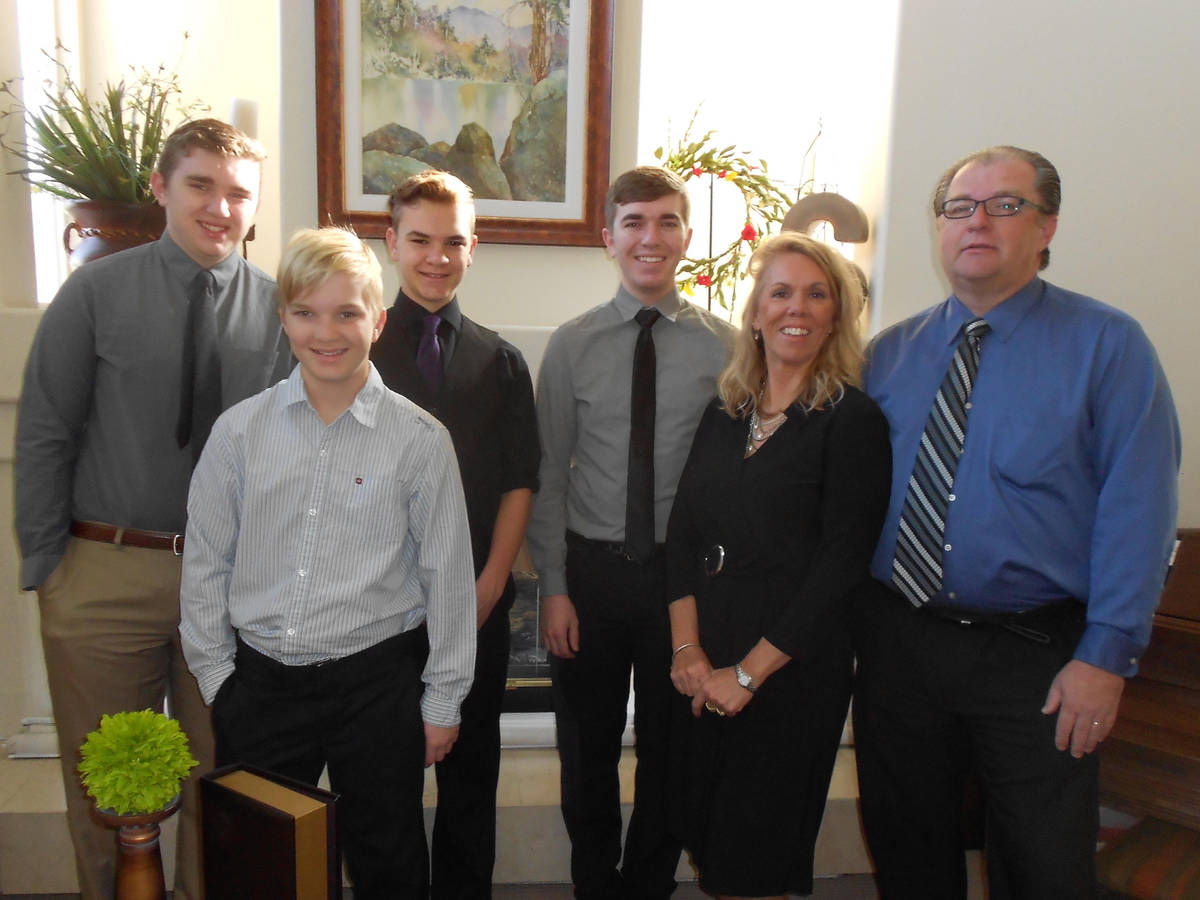 The Smith family, pictured from left to right, are Brayden, Brody, Brock, Bryce, Debbie and Sco ...