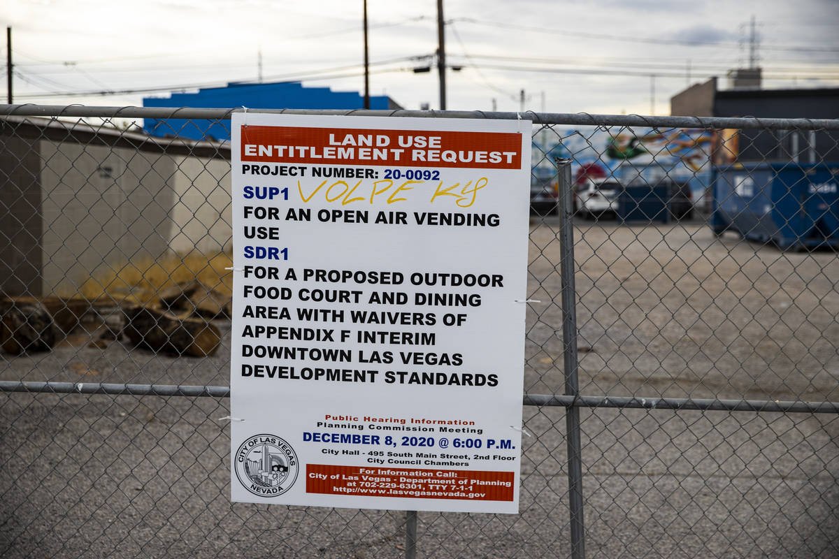 A view of the proposed food truck lot in the Arts District in downtown Las Vegas. (Chase Steven ...