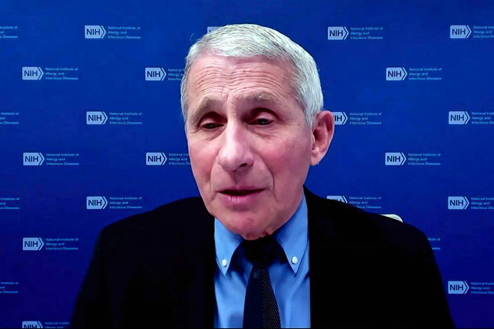 In this Jan. 27, 2021, image from video, Dr. Anthony Fauci, director of the National Institute ...